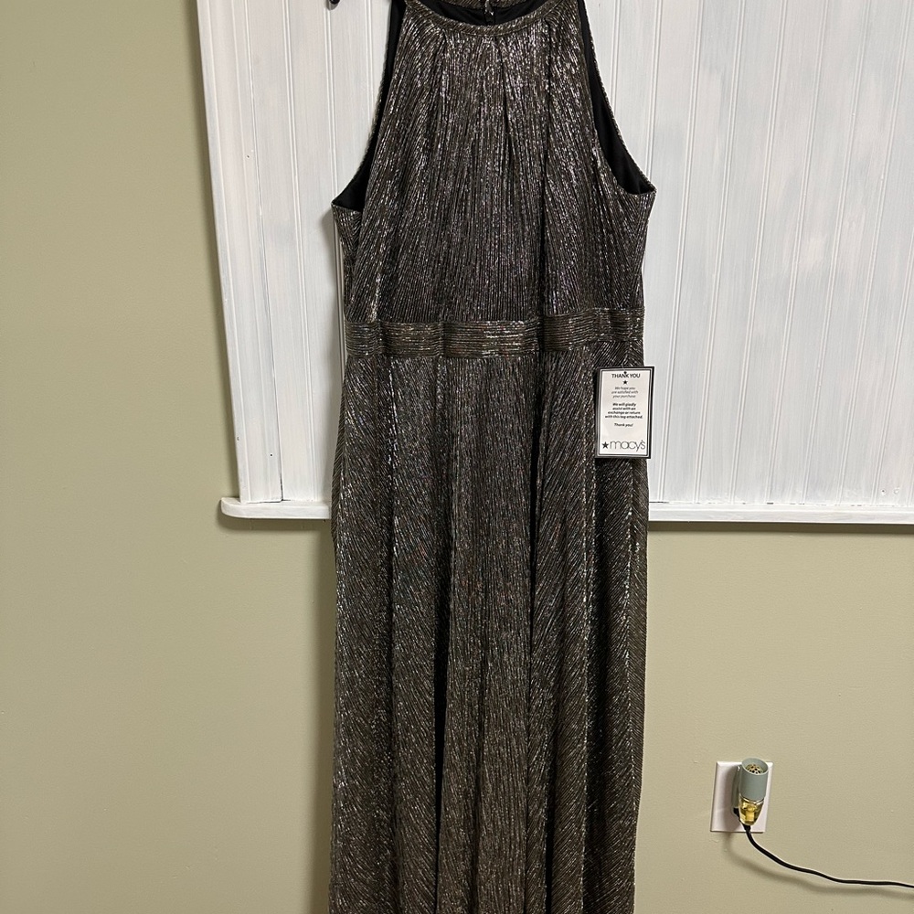 NWT! Betsy & Adam Black Metallic Maxi Dress